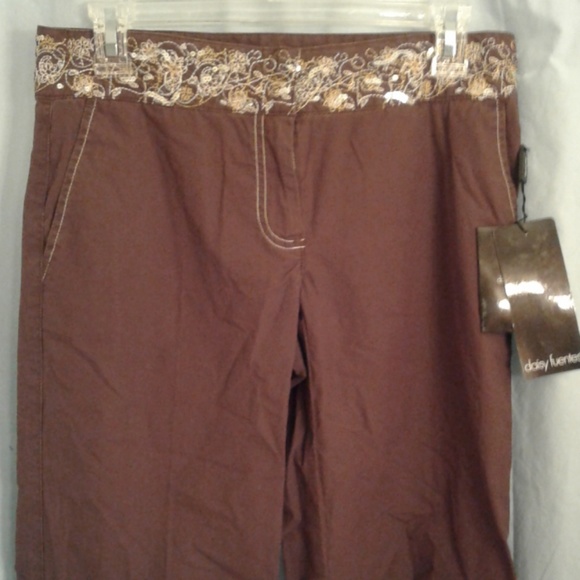 Daisy Fuentes 2 Cargo Pants embellished Brown - Picture 2 of 8